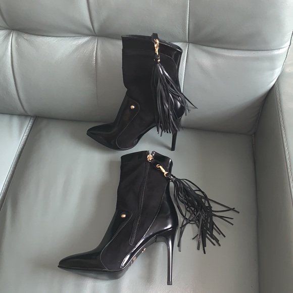 Just Cavalli Paneled Leather and Suede Boots - Picture 2 of 16